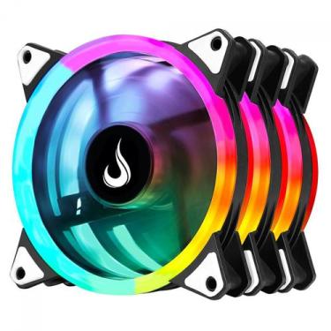 Imagem de Kit Fan com 3 Unidades Rise Mode Energy, ARGB, 120mm, Com Controladora