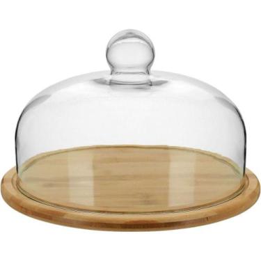 Imagem de Prato Bolo 18X29X29Cm Bambu Natural Tampa Vidro - NH