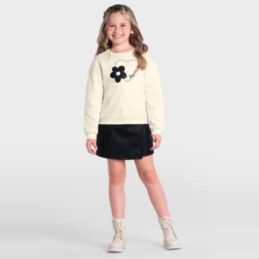 Imagem de Conjunto infantil menina de coração e florzinha Brandili, Natural, 10