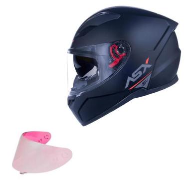 Imagem de Capacete Asx City SV Preto Fosco Oculos + Viseira Rosa/Prata, Preto Fo