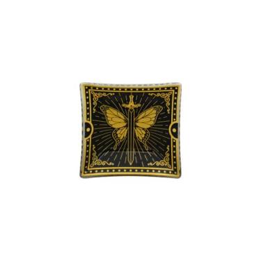 Imagem de Petisqueira Quadrada em Vidro Borboleta Esoterica Preto e Dourado - De