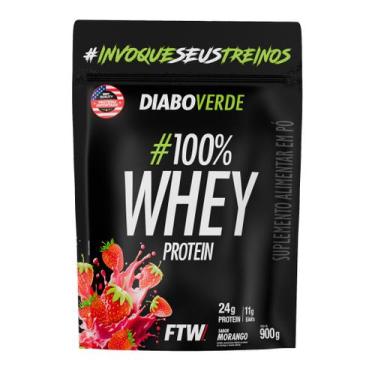 Imagem de 100 Whey Protein Refil 900g Diabo Verde FTW, Morango