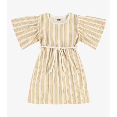 Imagem de Vestido Infantil Cotton Listrado Rovi Kids Bege
