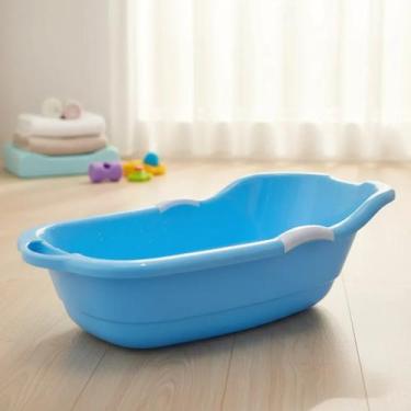 Imagem de Banheira Infantil Bebe Com Porta Sabonete Azul Bebe 20 Ltros - Microma
