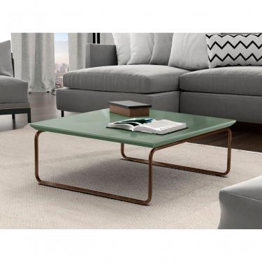 Imagem de Mesa de Centro Kairos Quadrado MDF Metal Pintado 70CM Verde Lar Flex Móveis