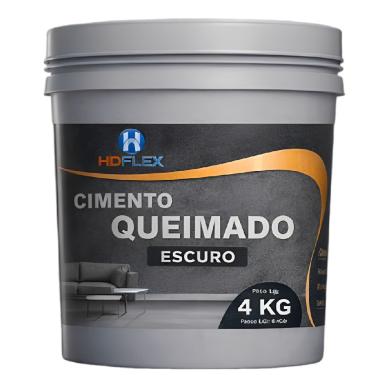 Imagem de Cimento Queimado Cinza Escuro 4kg Massa Acrílica Uso Interno e Externo Alta Aderência HD Flex