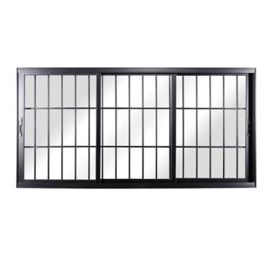 Imagem de Janela de Alumínio de Correr 120x150x12cm 3 Folhas Móveis Vidro Liso T