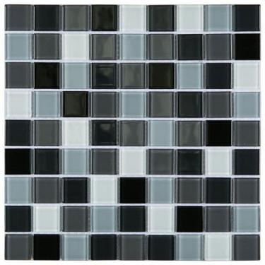 Imagem de Kit 1m² Pastilha de Vidro Miscelanea 29cm x 29cm Colorido/Preto/Branco