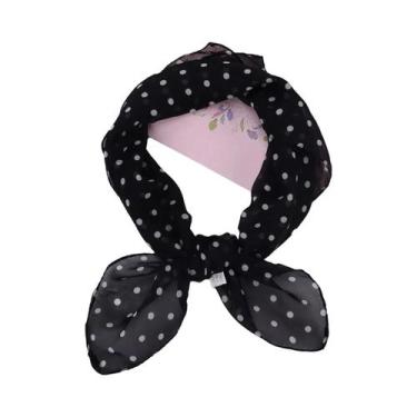 Imagem de Lenço De Chiffon Elegante Retro Com Estampa De Pontinhos, Leve, Macio 