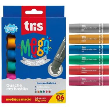 Imagem de Guache em bastão mega tons metálicos - 6 unidades - tris