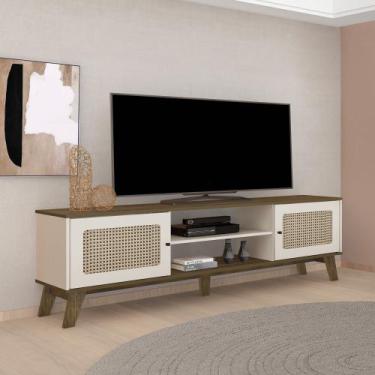 Imagem de Rack Retrô para TV até 75 Polegadas MDF 180cm 2 Portas Charlotte Marro
