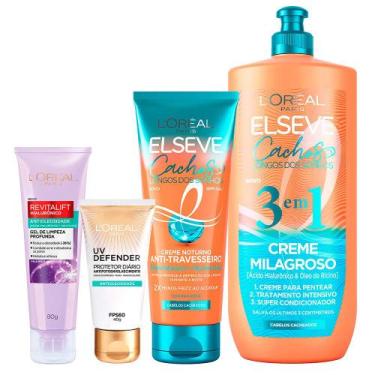 Imagem de LOréal Paris Antioleosidade + Cachos Kit  Gel de Limpeza Facial + Prot