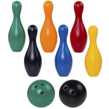 Imagem de Boliche de plástico Bolichão com 6 pinos e 2 bolas 43 cm - LÍDER BRINQ