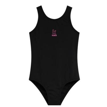 Imagem de Maiô Infantil Menina Kukiê Liso com Proteção UV50+ Preto, 14