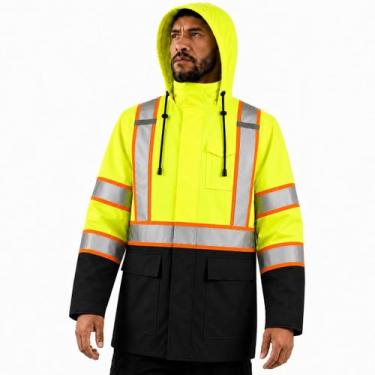 Imagem de Jaqueta de chuva vitagear Alta Visibilidade Amarelo-Preto 2XL