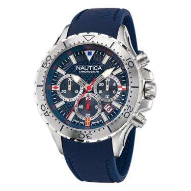 Imagem de Nautica Relógio masculino NST Chrono Blue Silicone Strap (Modelo: NAPNSF201), Azul, Moderno