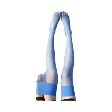 Imagem de Meias Altas Transparentes Ultra Finas Com Glitter Retro Brilhante Para