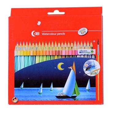 Imagem de Lápis de cor oleoso, conjunto de 48 lápis de cor desenhados à mão