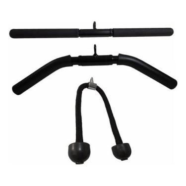 Imagem de Kit 3 Barra Puxador Triceps Pulley Reto Giro Curvo Corda
