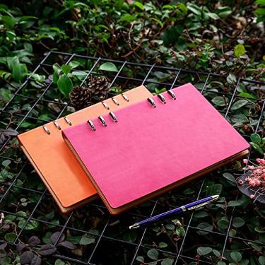 Imagem de Caderno interno substituível A5 com núcleo interno personalizável, recarregável, folhas soltas, tamanho júnior, capa de poliéster, 80 folhas pautadas/pautadas (A)