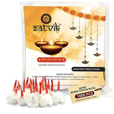 Imagem de Craftsman 1000 Pcs Handmade Round Cotton Wicks Jyote Batti for Diwali Deepawali Puja Diya. Religious Akhand Oil Lamp. Hindu Mandir Pooja (1000 PC)