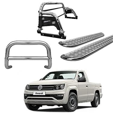 Imagem de Kit Quebra Mato+Estribo CHAPA +Santo ANT.H3 AMAROK CS CROMO