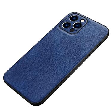 Imagem de Capa para iPhone 13 Mini/13/13 Pro/13 Pro Max, capa protetora fina de couro PU luxuoso, proteção total para câmera à prova de choque, capa macia de TPU (poliuretano termoplástico), azul, 13 Pro 6,1 polegadas
