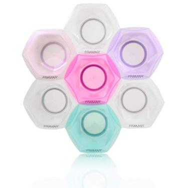 Imagem de FRAMAR Conjunto de tigelas coloridas para conectar e colorir – Tigelas de mistura para tintura de cabelo, alvejante de cabelo, tintura de cabelo, conjunto de coloração – Pacote com 7