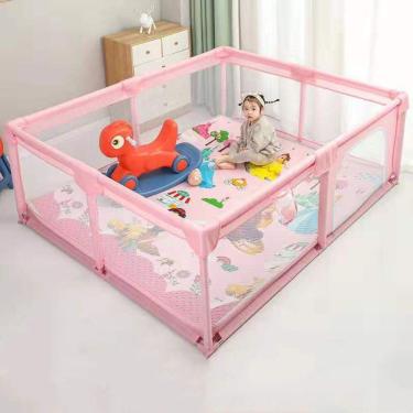 Imagem de Cercado Cercadinho Playpen Portátil Dobrável Rosa 150x180cm