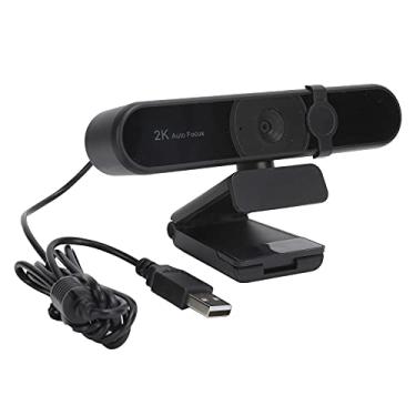 Imagem de Webcam USB com microfone, 4MP 2K HD USB para computador Webcam câmera com microfone duplo digital com redução de ruído integrado, para videoconferência/ensino on-line/chat de vídeo