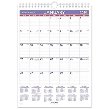 Imagem de Calendário de parede mensal AT-A-GLANCE 2020, 20,32 cm x 27,94 cm, pequeno, com fio (PM128), modelo: PM12820