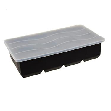 Imagem de Bandeja de cubo de gelo molde de gelo de silicone preto bandeja de cubo de gelo quadrado tampa de 8 furos cubo de gelo fazendo molde de cubo de silicone com tampa molde de cubo de gelo de barra de festa em casa (cor: preto)