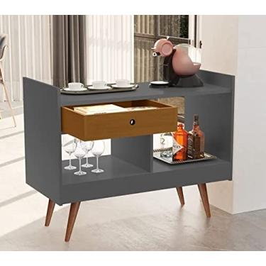 Imagem de Aparador Buffet 2 ambientes 4064 cor Onix/Nature - Jm Casa dos Moveis