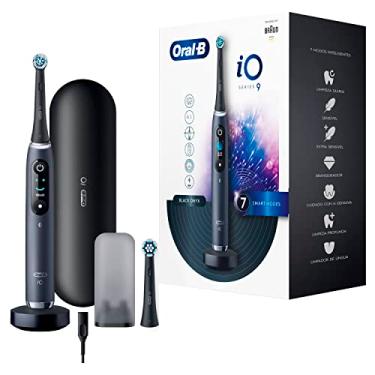 Imagem de Oral B iO Series 9, Escova de Dentes Elétrica, Cabeça Redonda, Sensor de Pressão, Cabo Ergonômico e Estojo, Preta