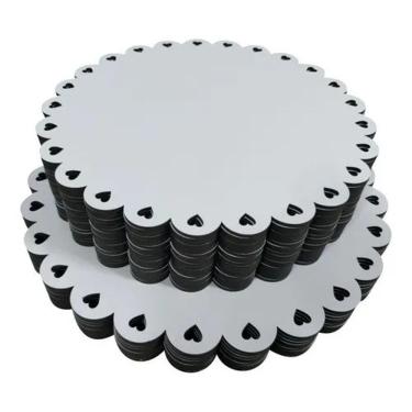 Imagem de Cake Board 3mm borda de corações 35cm kit 20 un.