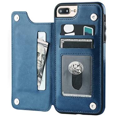 Imagem de Capa de couro premium slim fit de luxo para iphone 14 13 11 12 pro xs max xr x se 6s 6 7 8 plus porta cartão de carteira slots caso flip, azul, para iphone xr
