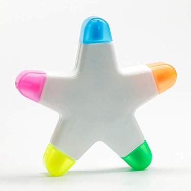 Imagem de Marcadores de ponta de pincel HiKin, marcadores de canetas fluorescentes em forma de estrela criativa com 5 cores, ótimo para agenda de diários, anotações e livros de colorir, não tóxico e sem odor aquarela.