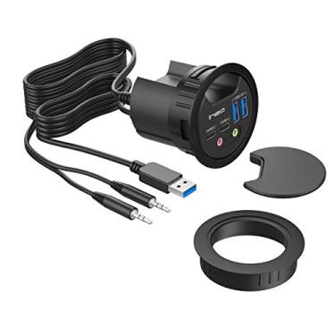 Imagem de Caimento de mesa com ilhós ineo (diâmetro de 5,7 cm a 6,8 cm) 2 tipos A + 2 tipos C com conector de microfone de áudio de 3,5 mm + capa expansível de 8,9 cm (O carregador não está incluído) [THC06 – VI Plus]