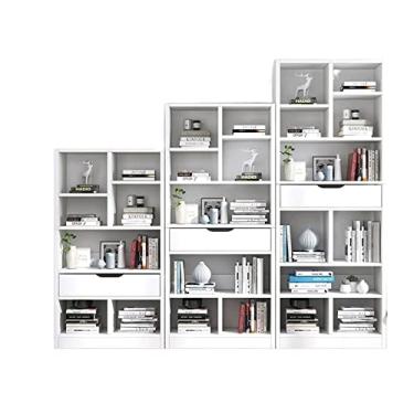 Imagem de KIZQYN Estante de livros armário de armazenamento de sala de estar prateleira vertical econômica contra detritos de parede prateleira de chão estante doméstica (cor: azul, tamanho: 124/153x20x50/50cm)