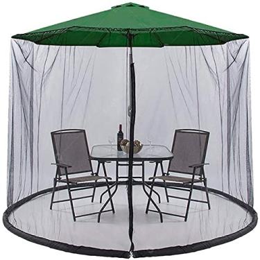 Imagem de Yajun Guarda-chuva mosquiteiro malha guarda-sol tela de insetos se encaixa em 7-11FT ao ar livre restaurante terraço pendurado tenda cortinas com zíper, preto, 300 * 230 cm