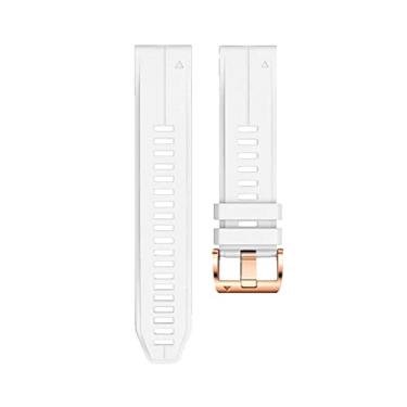 Imagem de KOSSMA Para Garmin Fenix 7S 6S 5S pulseiras 20mm pulseira para Fenix 6s Pro 5s Plus fivela de ouro rosa silicone alças de pulso de substituição rápida (cor: branco, tamanho: para Fenix 6S 5S)