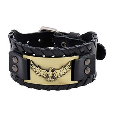 Imagem de XLTFZY Pulseiras Viking masculinas femininas pulseira vintage nórdica exclusiva amuleto pulseiras fivela ajustável couro pagão joias do talismã / C