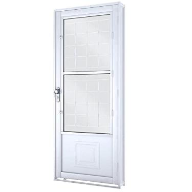 Imagem de Porta Direita com Postigo E Grade Quadrada Facilità 215x90x12cm Branca