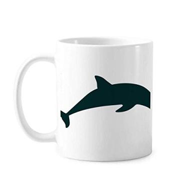Imagem de Blue Ocean Streamline Caneca de natação golfinho cerâmica café porcelana copo talheres