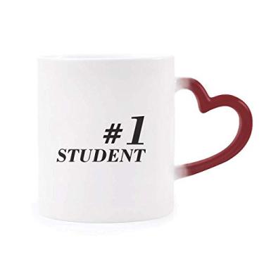 Imagem de Número 1 Caneca sensível ao calor com citação de estudante e professor vermelha que muda de cor