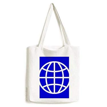 Imagem de Bolsa de lona com estampa quadrada Earth Blue para compras