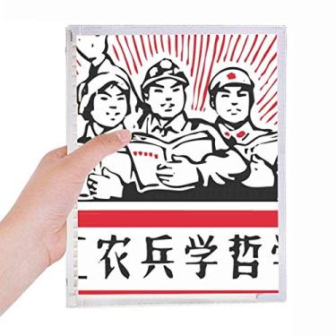 Imagem de Diário de folhas soldados camponesa trabalhador vermelho China caderno solto diário recarregável papelaria