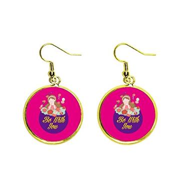 Imagem de Brinco dourado com pingente de orelha de romance eterno para casal, joia feminina