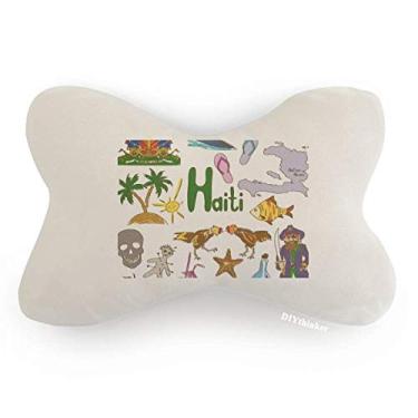 Imagem de DIYthinker Almofada de apoio de cabeça Haiti Landscap Animals Bandeira nacional Acabamento de carro Almofada para decoração de pescoço
