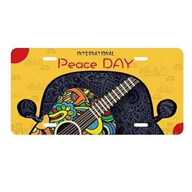 Imagem de DIYthinker Placa de licença de guitarra com estampa de instrumento musical, etiqueta para decoração de carro, dia da paz